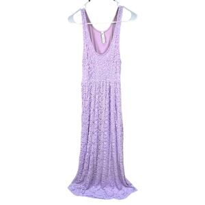 Beach Coco Lace Crochet Purple Maxi Dress Womens Size L